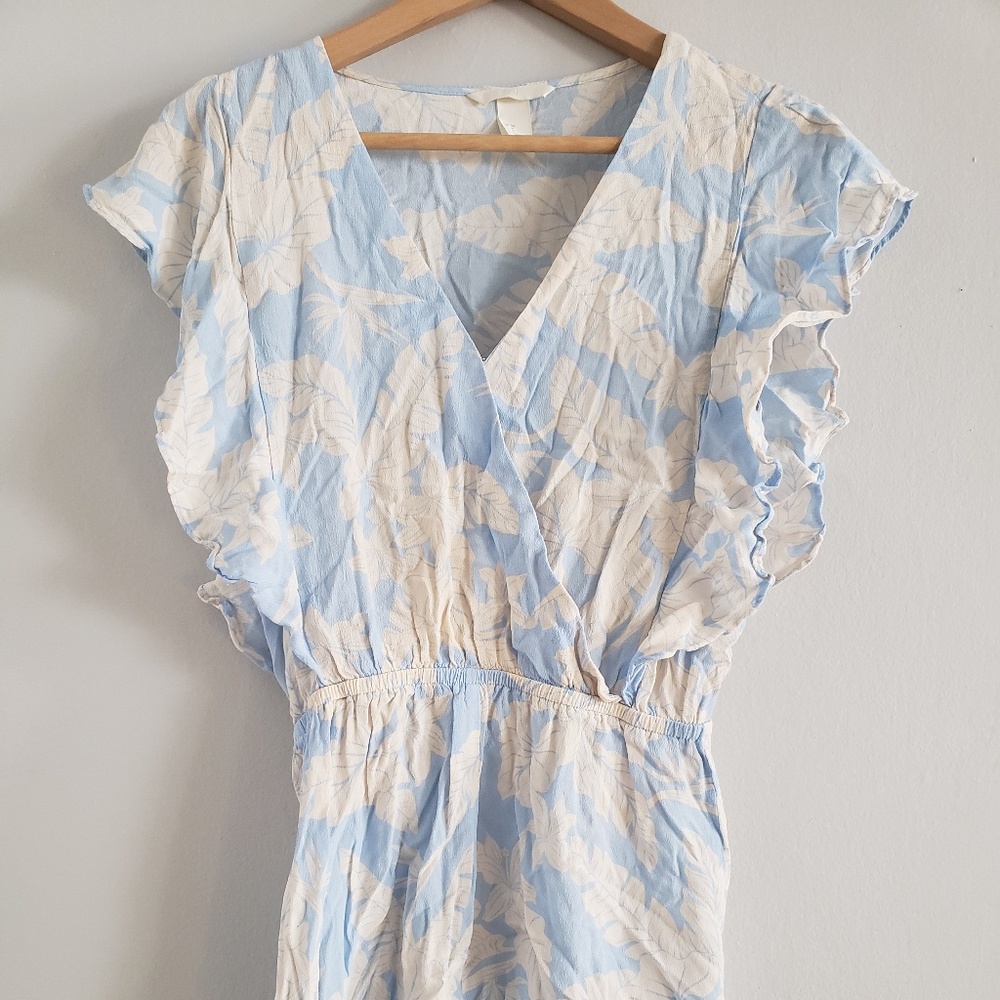 Ruffle baby blue island romper